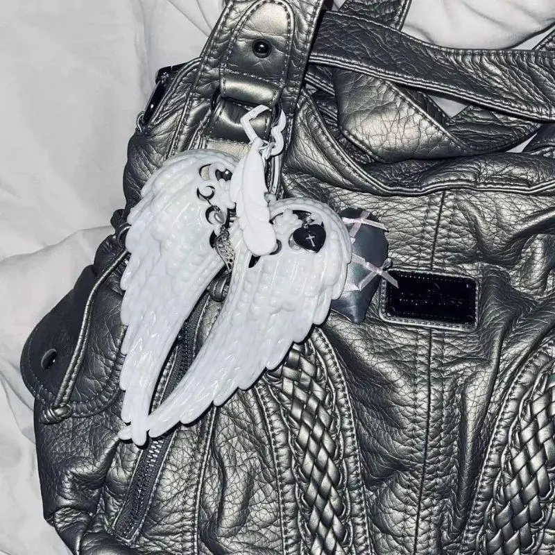 INS Keychain Pendant Versatile Angel Wings Bag Pendant For Man Woman Exquisite Backpack Decoration Punk  Accessories Key Chain
