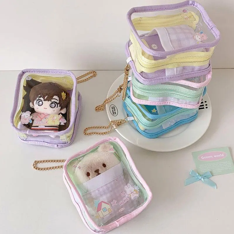 Cartoon Doll Outgoing Bag Transparent Dust-Proof Doll Display Bag Storage Pouch Bag Keychain Doll Organizer Box Accessories