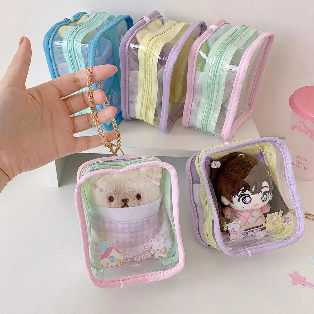 Transparent Storage Pouch Cartoon Display Bag Doll Organizer Box Thicken  Toys Storage Case Keyring Wallet Badge Holder Bag