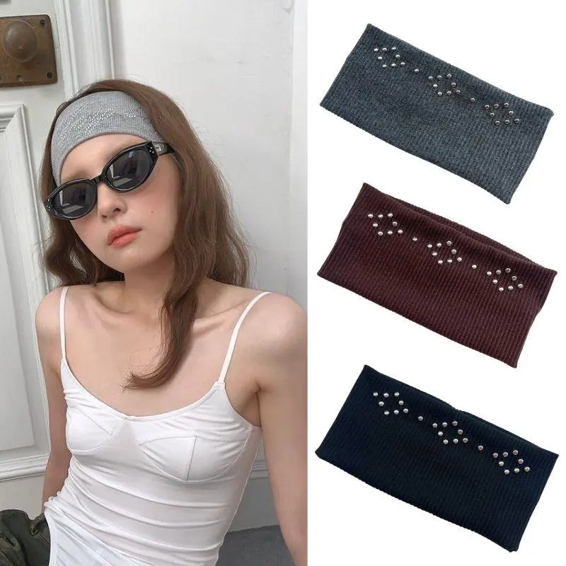 Korean Series Original Headband Punk Sweet Cool Girl Wide Stretchy Rock Steampunk For Sports Y2K Knit Headbands Hair Accessories