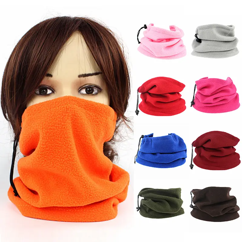 Winter Scarf for Men Fleece Ring Bandana Knitted Warm Solid Scarf Women Neck Warmer Thick Cashmere Hot Handkerchief Ski Mask