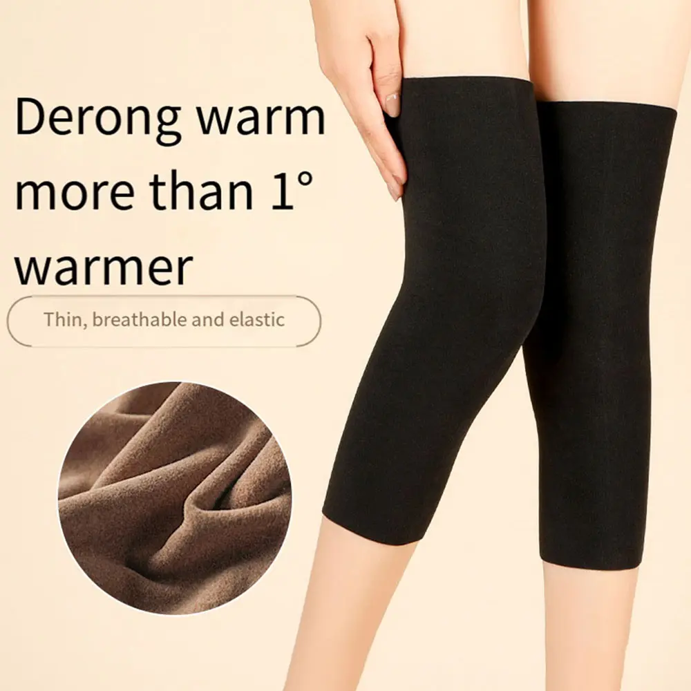 1Pair Winter Warm Knee Pads Men And Women Protection Knee Plus Velvet Wind And Cold Protective Gear Elastic Self Heating Kneepad