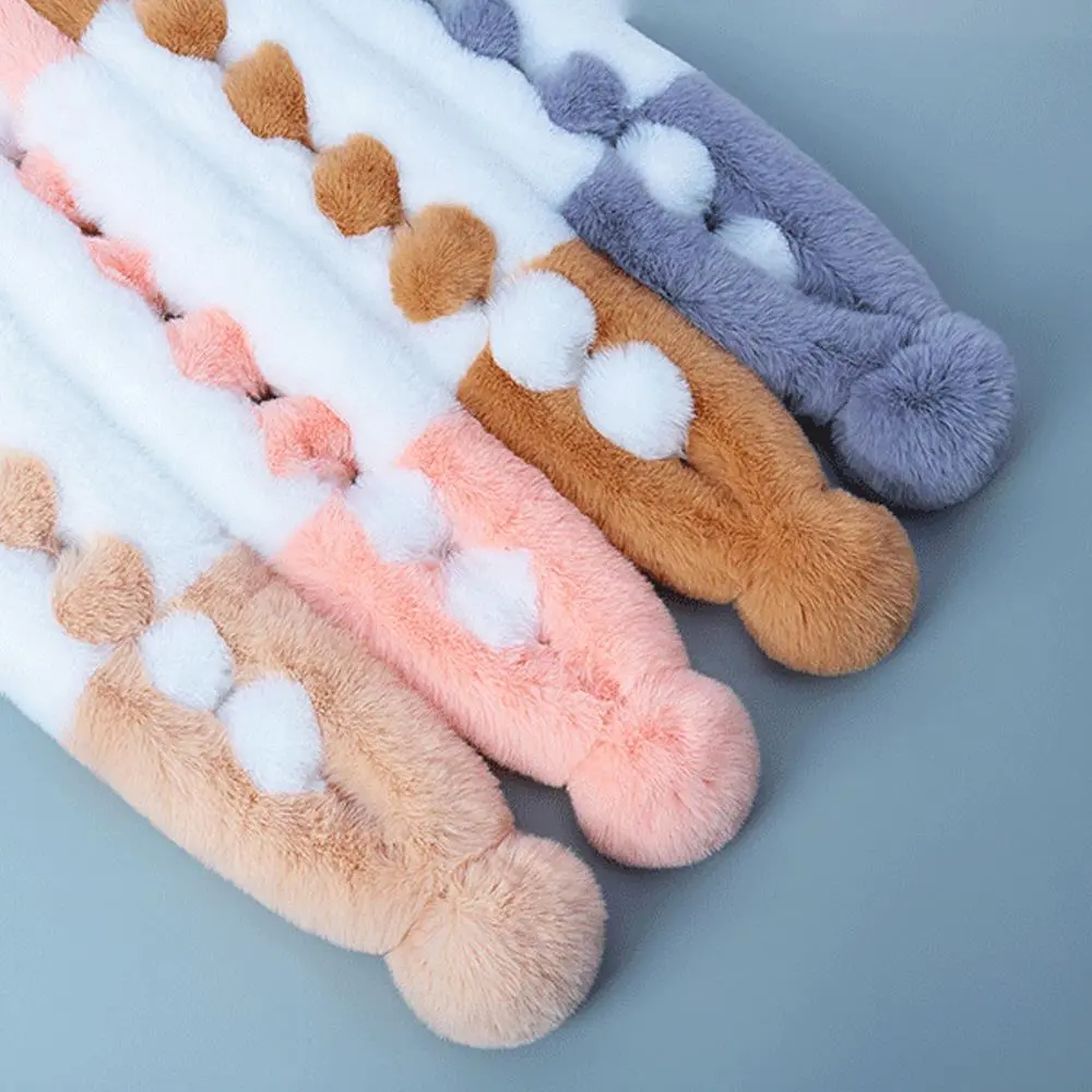 Girl Lolita Neckerchief Faux Rabbit Fur Sweet Plush Ball Furry Scarf Wrap Winter Neck Warmer Elegant Wedding Banquet Shawl