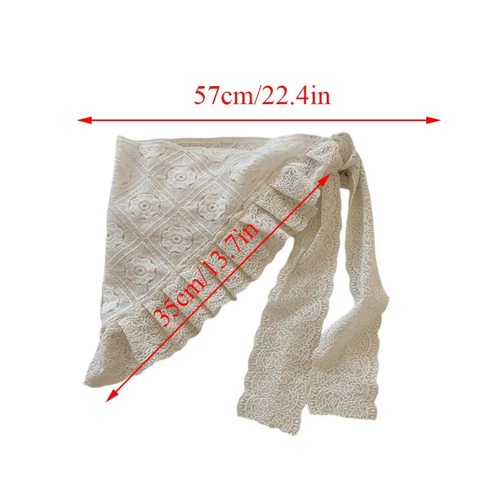 Korean Triangle Lace Ruffle Up Pleated Short Skirts One-Piece Belted Overlap Lace Skirt Apron INS Vintage Cake Skirt Headscarf