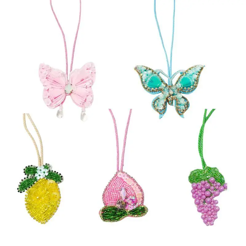 3D Handmade Rhinestone Beaded Coconut Tree, Butterfly Hanging Rope Patches Crystal Bag Lanyard Patch Beading Applique Patch