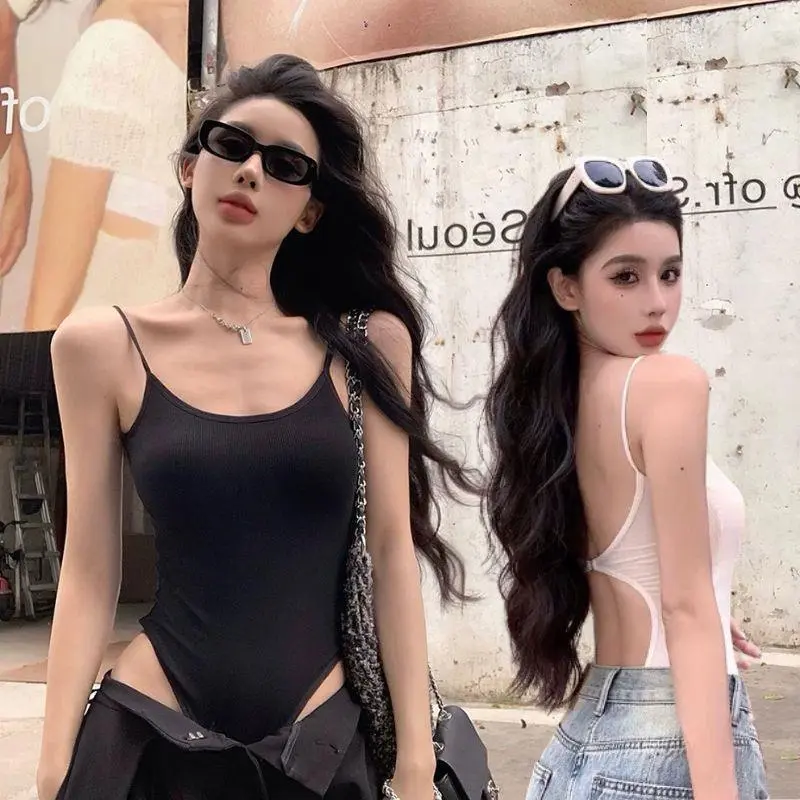 Sleeveless Knit Bodysuit Hot Summer Sexy Bodycon Off Shoulder Halter Tops Casual Street Bodice For Women ClubWear