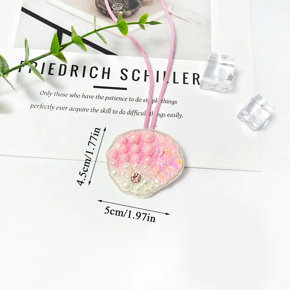 3D Beaded Conch Shells Starfish Hanging Rope Keychain Bag Lanyard Handmade Rhinestone Bag Charms Patch Beading Applique Patch
