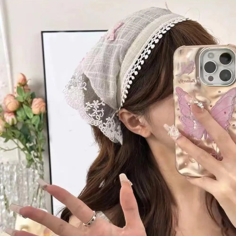 Lace Triangular Hair Scarf Headband Square Headscarf Hairband Turban Bandage Bandana Headband Women Headwarp Hair Accessories