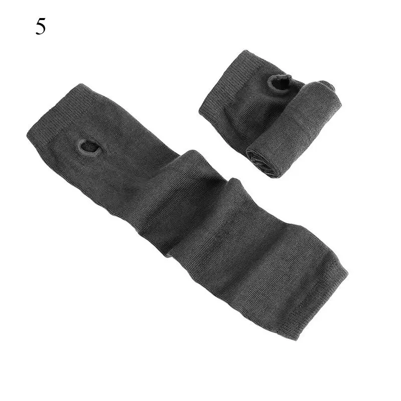Hot Striped Half Finger Gloves Long Women Girls Arm Sleeve Gloves Warmer Christmas Halloween Elbow Mittens Knitted Wristband