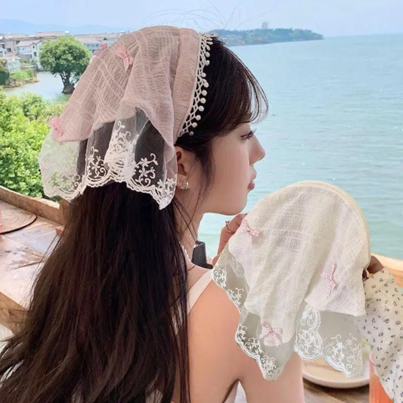 Lace Triangular Hair Scarf Headband Square Headscarf Hairband Turban Bandage Bandana Headband Women Headwarp Hair Accessories