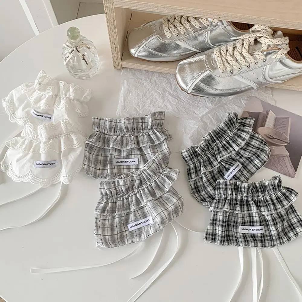 Korean Blogger Style White Lace Butterfly Knot Tied Band Socks Women's Ins Home Warm Footwear Ballet Style Socks Cuffs