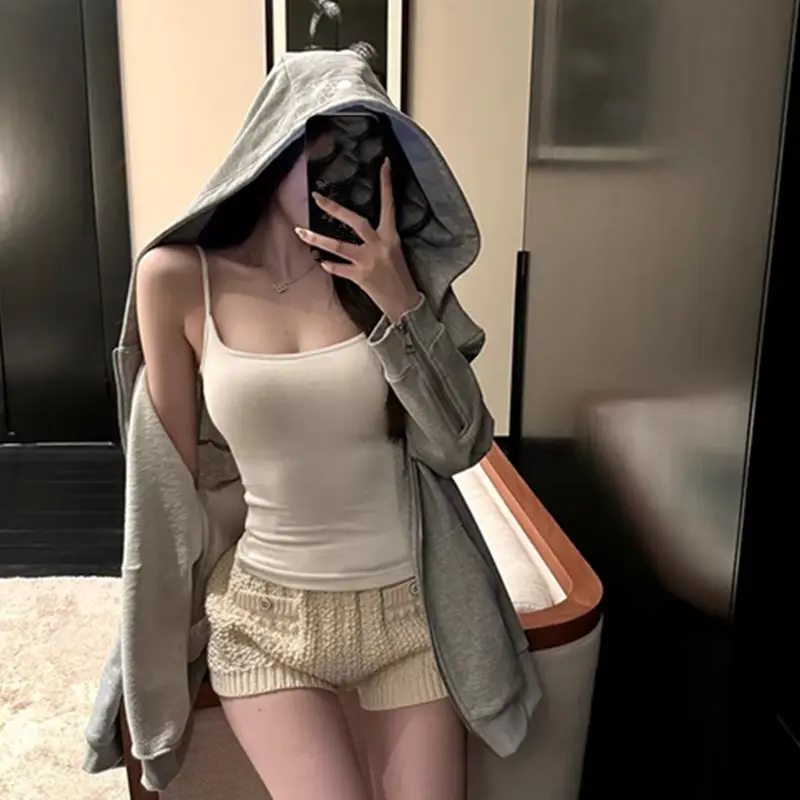 Wholesale Women Solid Color Suspender Camisole Tank Top For Women's Short Yoga Sports Crop Top Sleeveless Sexy Slim Fit Tops