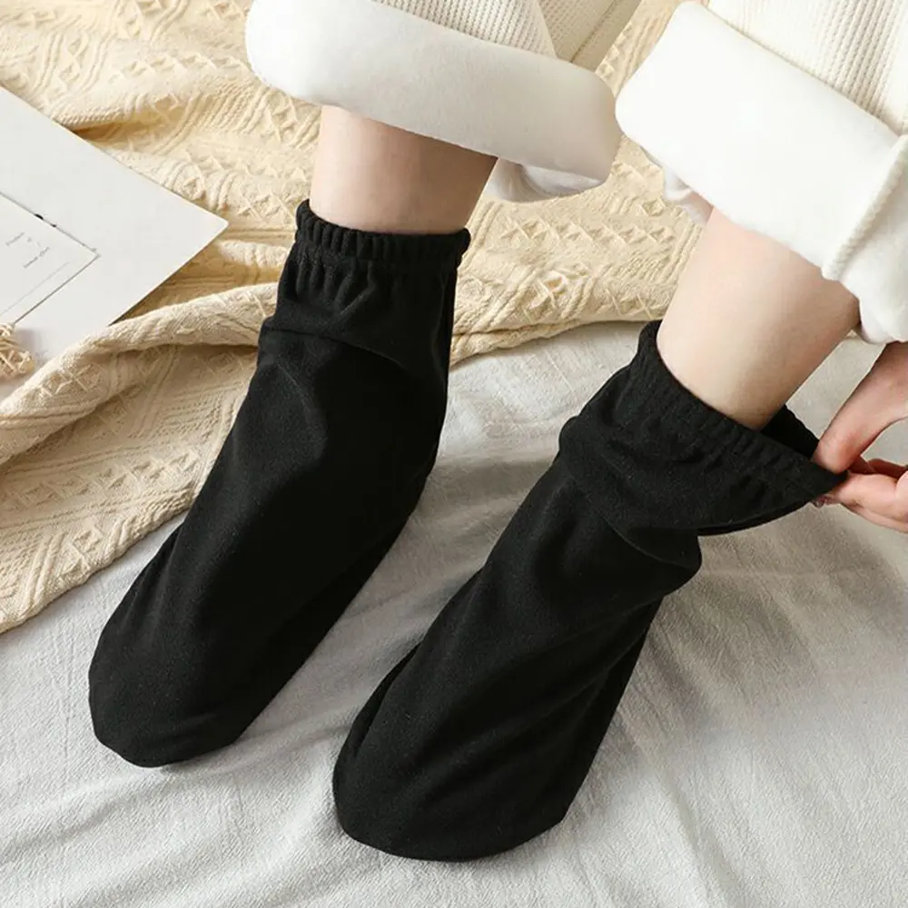 1 Pair Warm Loose Fleece Socks Comfortable Velvet Floor Socks Winter Women Men Solid Color Sleep Socks Home Snow Socks 2024