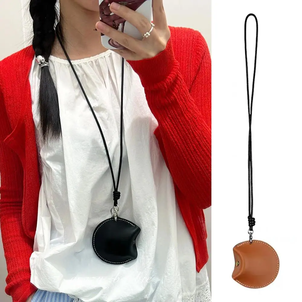 Portable PU Hanging Neck Earphone Storage Bag Hanging Necklace Sweater Chain Jewelry Bag Pendant Climbing Travel Small Bag