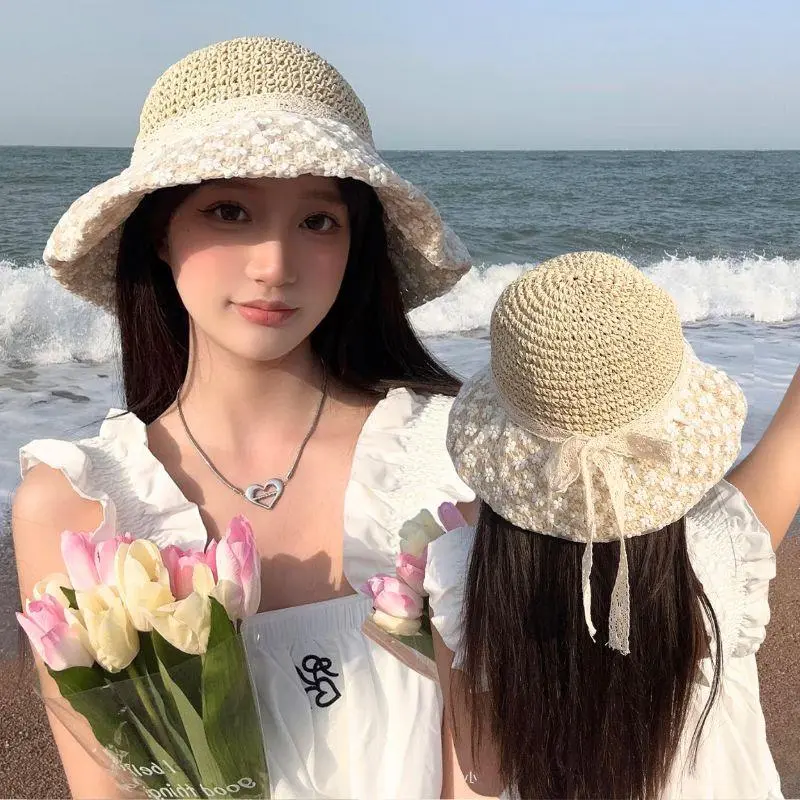 Women Sun Hat Wide Large Brim Beach Hats Womens Summer Straw Hat Foldable Sun Hat Chapeau Femme Beach UV Protection Cap