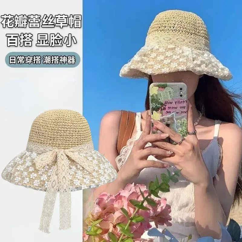Women Sun Hat Wide Large Brim Beach Hats Womens Summer Straw Hat Foldable Sun Hat Chapeau Femme Beach UV Protection Cap