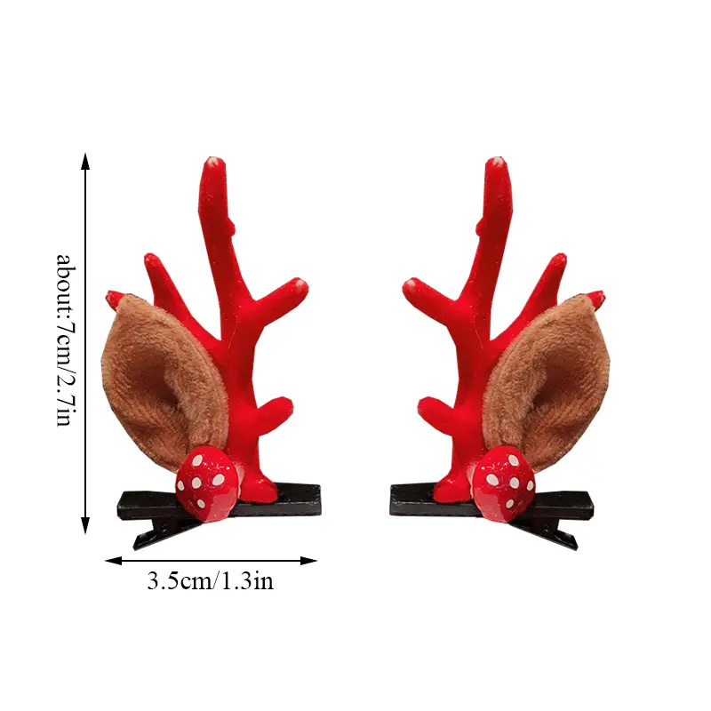 1 Pair Christmas Hair Clips Cartoon Plush Elk Ear Hairpins Santa Snowman Barrette For Kids Women Cosplay Headwear Xmas New Year
