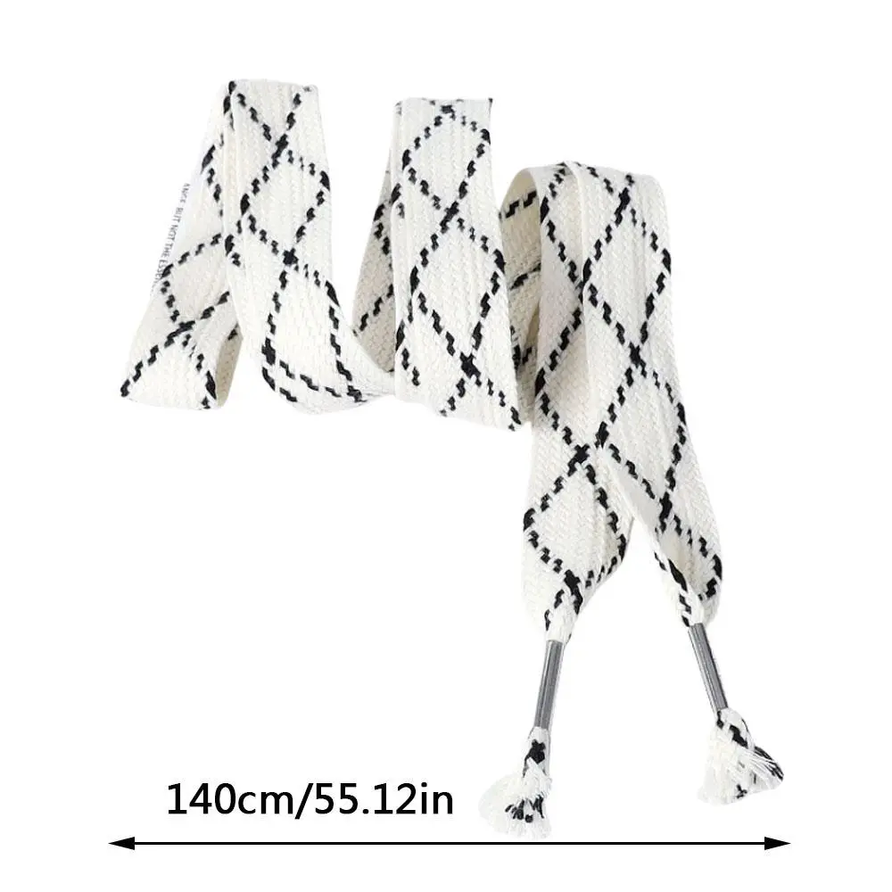 1 Pair 140cm Tasseled Shoelaces For Women 2.5CM Widened Black And White Flat Shoestring Sport Laces For Sneakers Casual Shoes
