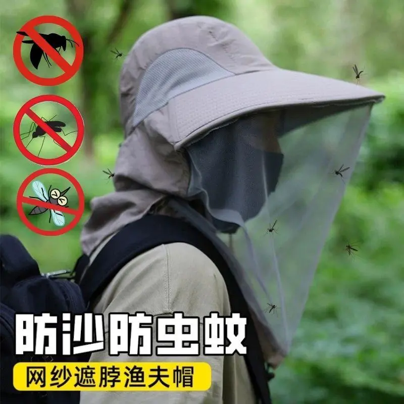 Men's And Women's Outdoor Mosquito Caps, Fishing Caps, Sun Protection Wide-brimmed Hats For Mountaineering, Face Masks And Hats