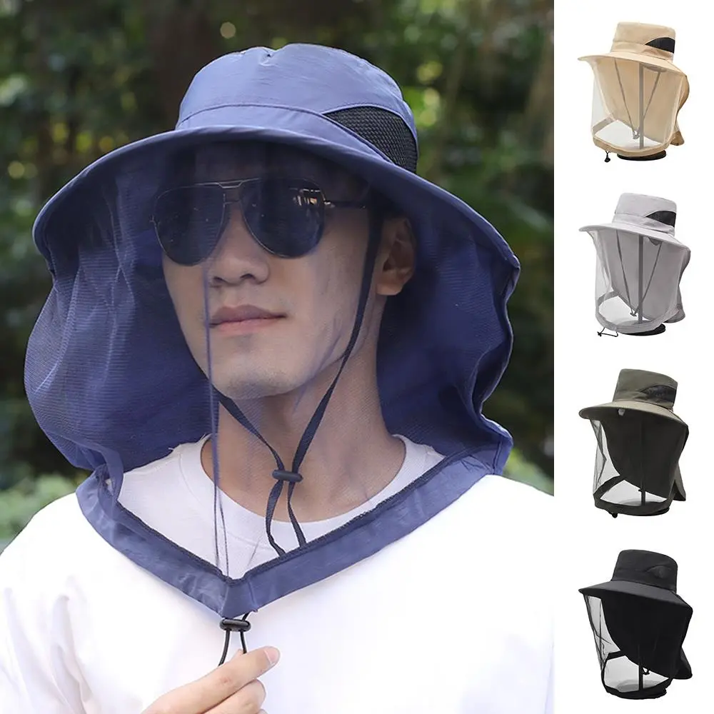 Men's And Women's Outdoor Mosquito Caps, Fishing Caps, Sun Protection Wide-brimmed Hats For Mountaineering, Face Masks And Hats