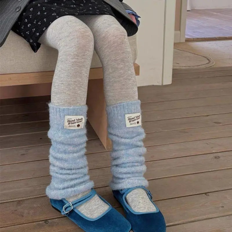 Y2k Label Stocking Stuffer Colorful Kintted Leg Warmers Jk Ankle Covers Winter Soft Calf Socks Leg Covers Sweet  Leggings Socks