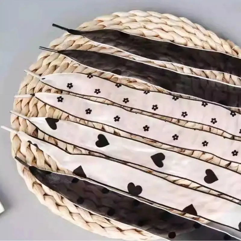 4 Cm Little Flower Flocking Streamer Yarn Shoelaces Bowknot Sneaker Black White Sport Shoes Laces DIY DE Training Shoes Laces