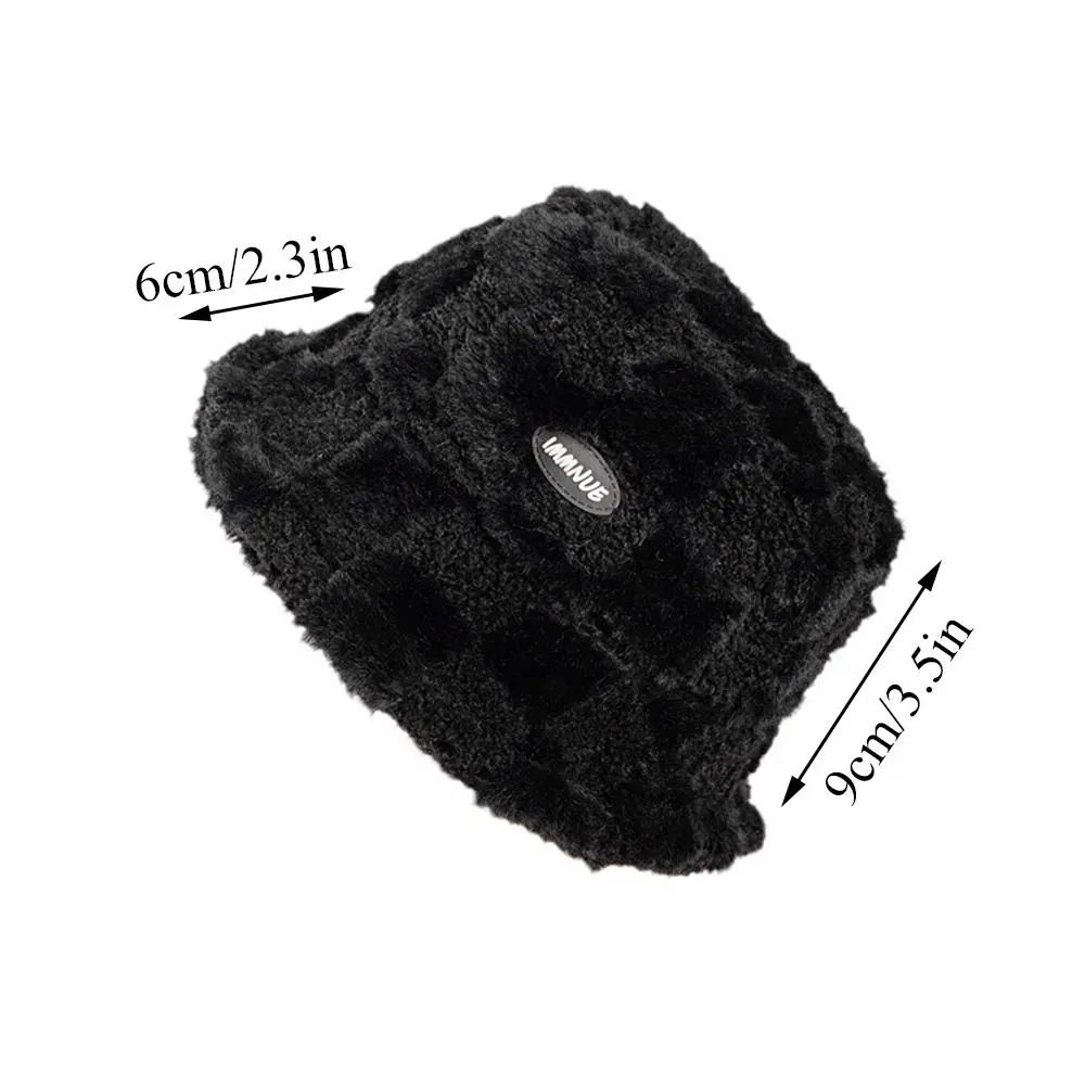 Thicken Lamb Plush Fisherman Hat Fashion Autumn Winter Plush Plaid Bucket Hat Panama Hat Sun Protect Hats Wide Brim Caps