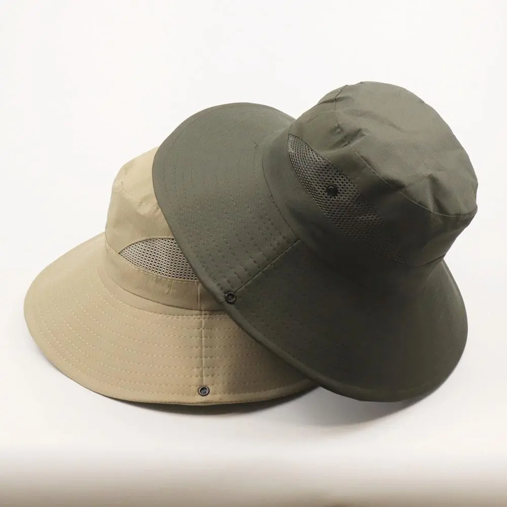 Adjustable Sun Hat Fisherman Hat Big Folding Brim Bucket Hat UV Protection Breathable Mesh Cap Outdoor Fishing Hiking Beach Cap