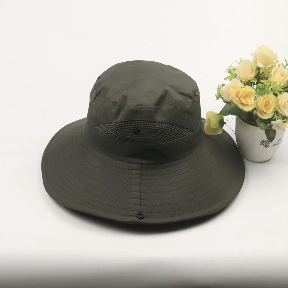 Adjustable Sun Hat Fisherman Hat Big Folding Brim Bucket Hat UV Protection Breathable Mesh Cap Outdoor Fishing Hiking Beach Cap