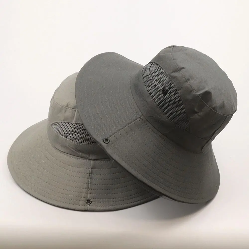 Adjustable Sun Hat Fisherman Hat Big Folding Brim Bucket Hat UV Protection Breathable Mesh Cap Outdoor Fishing Hiking Beach Cap