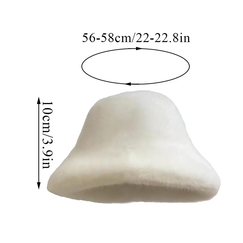 Fluffy Fur Fisherman Hat For Women Winter Plush Windproof Panama Cap Velvet Thicken Bucket Hat Outdoor Casual Ear Protection Cap