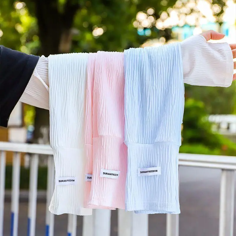 Fashionable Loose Thin Ice Silk Long Sleeves For Women Girls Summer Sunscreen Arm Protector Hand Sleeve Cycling Fingerless Glove