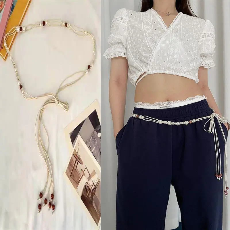 Bohème Ethnic Style Thin Waist Belt For Women Accessory Woven Decoration With A Dress Waist Chain For Summer Waist Rope Belt