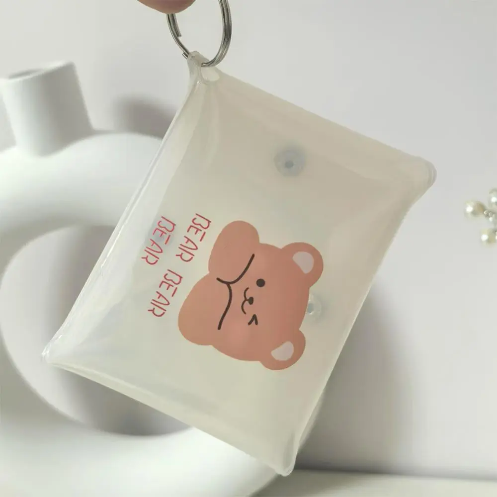 Cartoon Transparent Card Holder Mini PVC Folded Card Storage Bag Card Holders Stationery Mini Wallet Coin Purse With Keychains