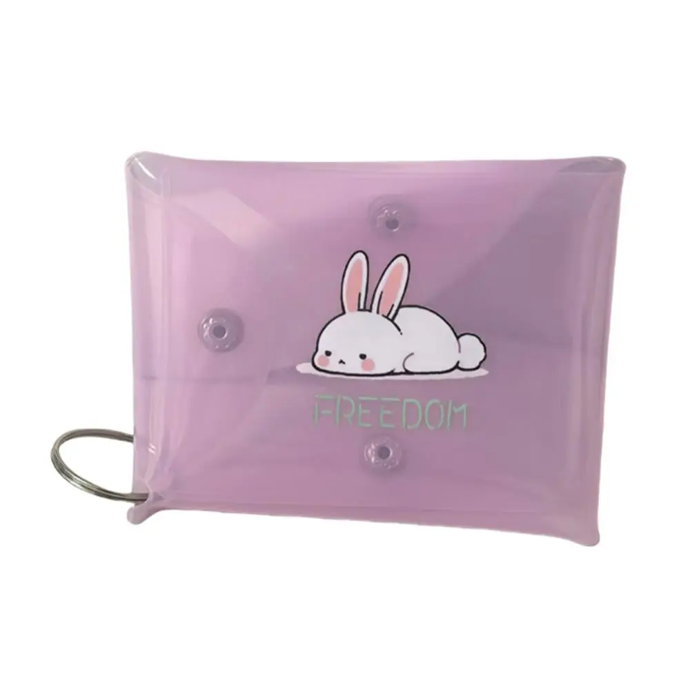 Cartoon Transparent Card Holder Mini PVC Folded Card Storage Bag Card Holders Stationery Mini Wallet Coin Purse With Keychains
