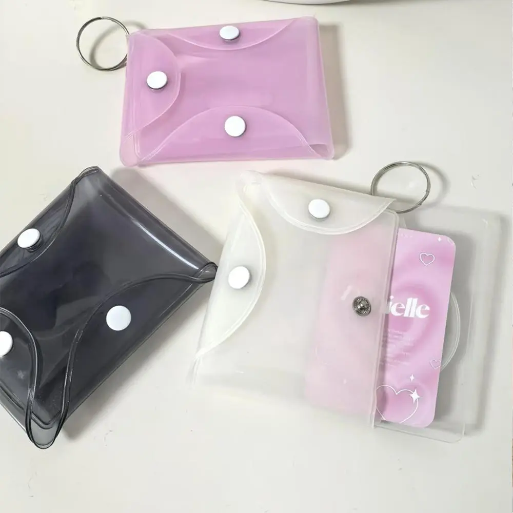 Cartoon Transparent Card Holder Mini PVC Folded Card Storage Bag Card Holders Stationery Mini Wallet Coin Purse With Keychains