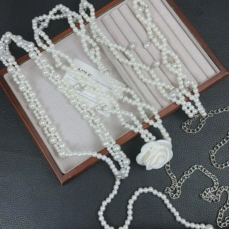 100cm Temperament Elegant Pearl Belt Waist Belt Female Girls Dress Crystal Strap Pearl Wedding Chain Belts Girl Accessories