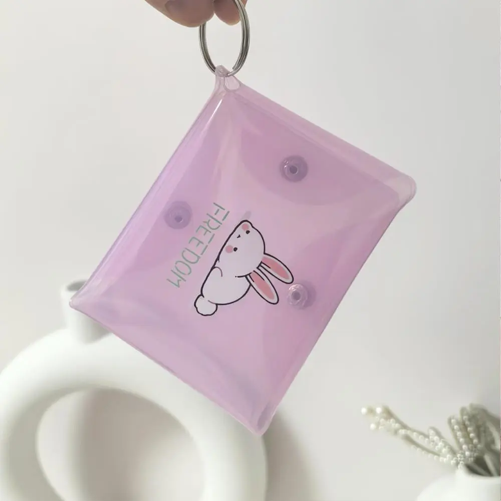 Cartoon Transparent Card Holder Mini PVC Folded Card Storage Bag Card Holders Stationery Mini Wallet Coin Purse With Keychains