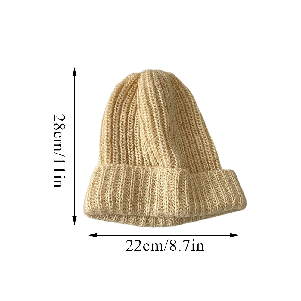 Winter Knitted Hat Women Korean Fashion Solid Outdoor Warm Beanies All-match Casual Elastic Comfortable Cap 2024 New