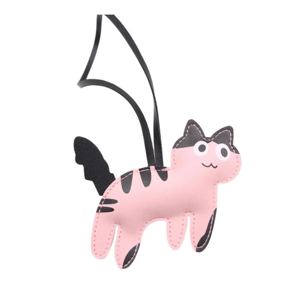 PU Leather Cow Cat Women's Bag Charm Decoration Cartoon Cat Leather Charm Bag Pendant Key Chain Cute Bag Accessories Gifts