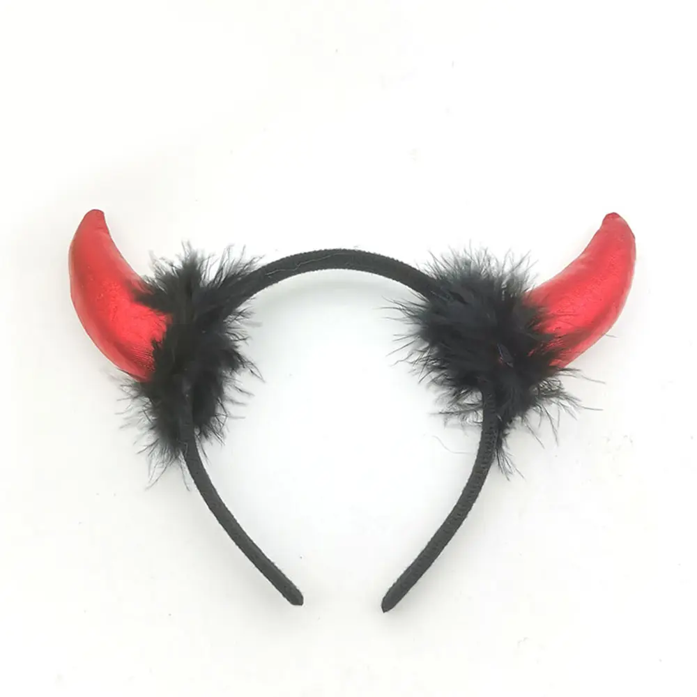 Plush Devil Ears Hair Hoops Funny Horns Cosplay Halloween Party Performance Masquerade Hair Decoration Headband Props Headwear