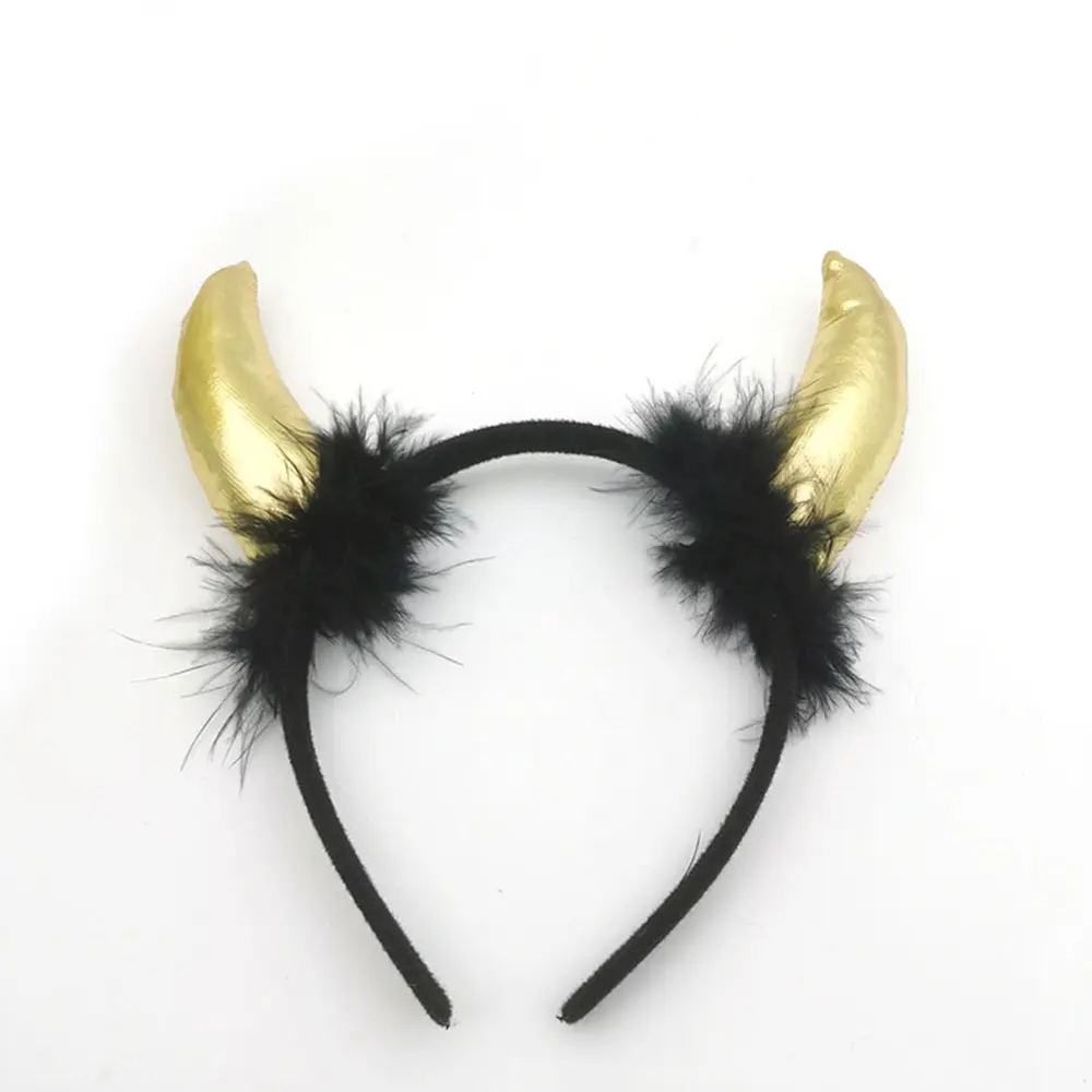 Plush Devil Ears Hair Hoops Funny Horns Cosplay Halloween Party Performance Masquerade Hair Decoration Headband Props Headwear