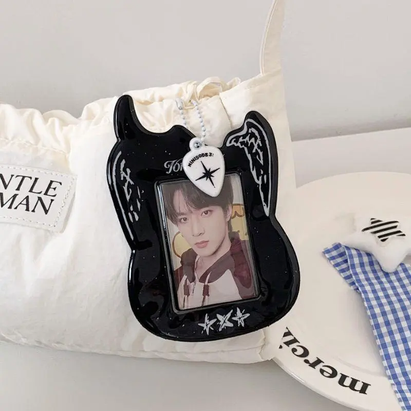 Korean Guitar Black White Photocard Holder INS PVC Card Holder Bag Display Pendant DIY Card Protective Sleeve Card Cases
