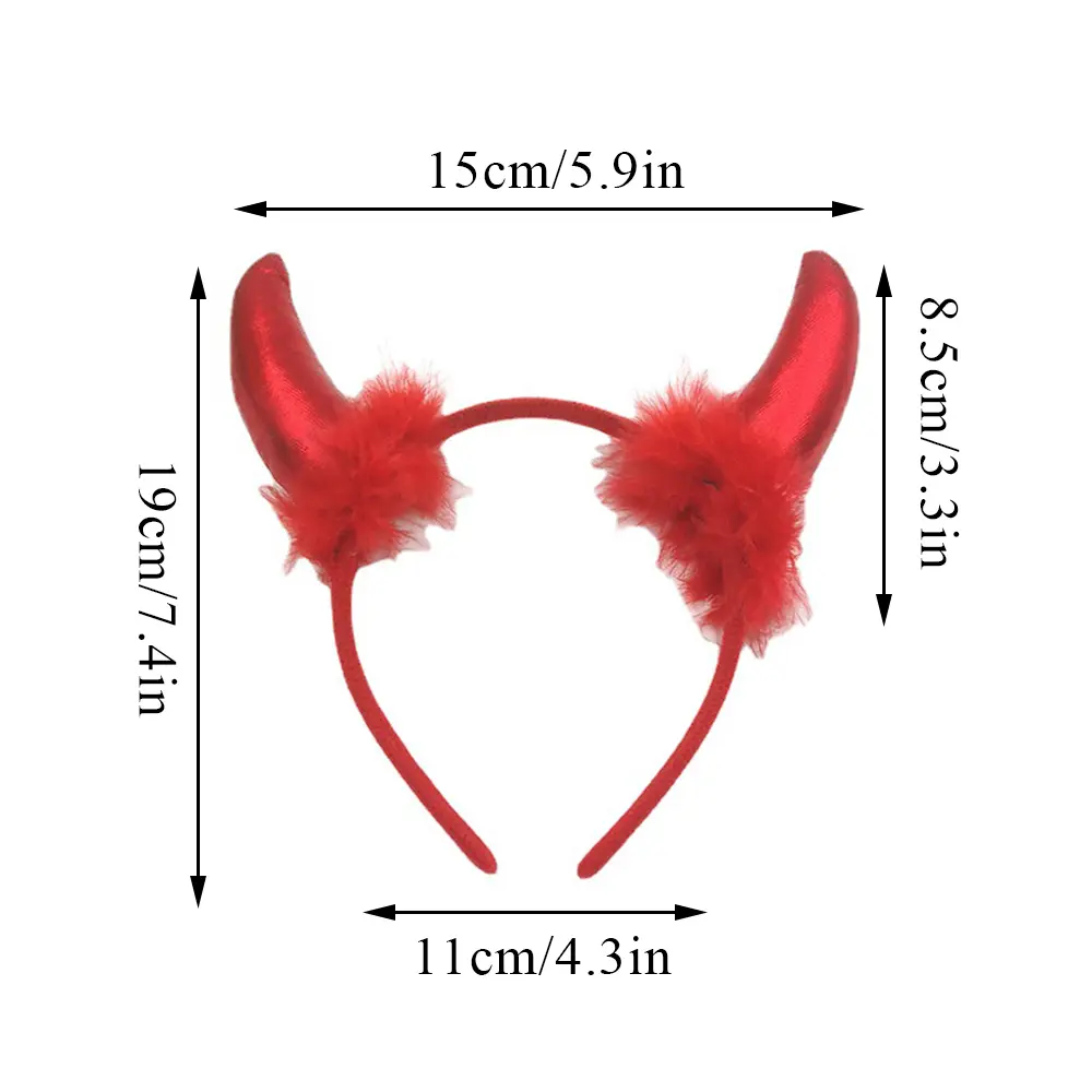 Plush Devil Ears Hair Hoops Funny Horns Cosplay Halloween Party Performance Masquerade Hair Decoration Headband Props Headwear