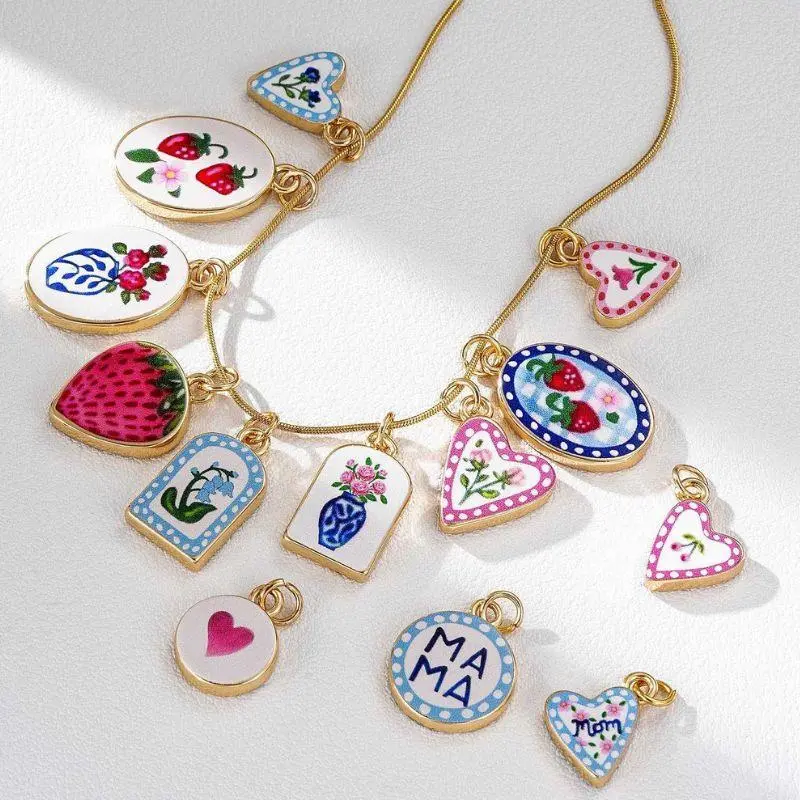 INS Design Sense Simple Personality Multi Small Flower Love Popular Pendant Charms For Jewelry Necklace Bracelet Accessories