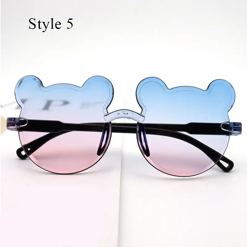 Hot Sale!Children Cute Cartoon Bear Shape Sunglasses Rimless UV400 Kids Sun Eyeglasses Outdoor Anti-Glare Girls Boys Sunglasses