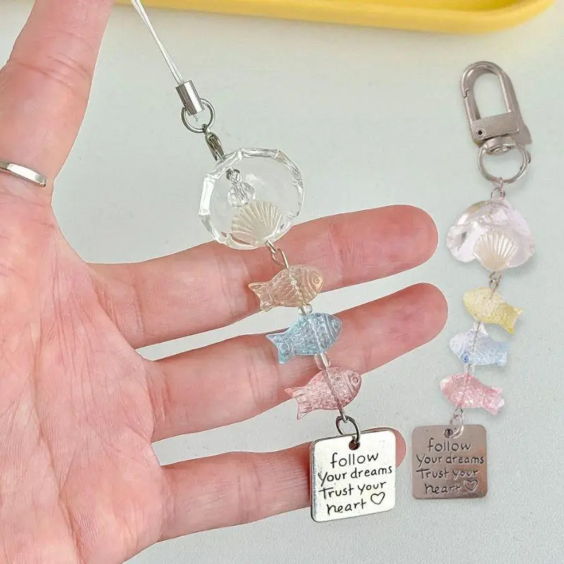 Sweet Wind Chimes Fish Phone Pendant INS Bag Hanging Decor Keychain Couple Gifts Wind Chimes Bag Charms Small Fresh Keyring