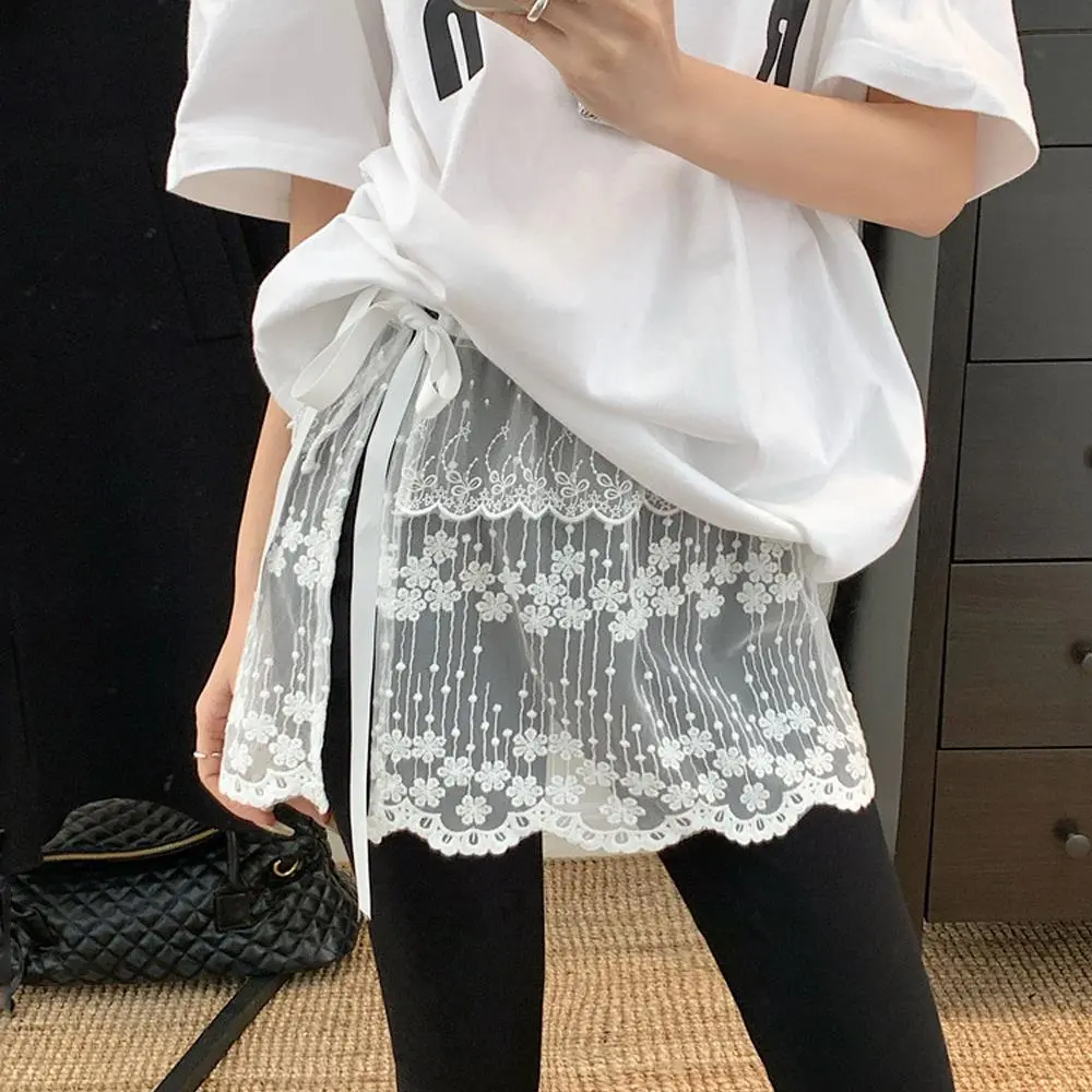 Half Skirt High Waist Short Skirt Lace Trim A-Line FashionableSpring Autumn Versatile Women's Half-length