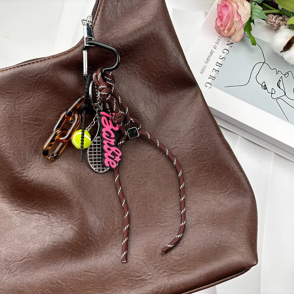 Trendy Colored String Bag Charms Creative Bread Bag Pendant Braided Rope Pendant Alkali Bread Badminton Baseball Pendant Keyring