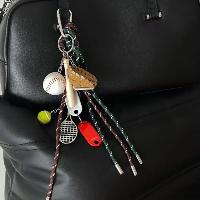 Ins Personalized Creative Baseball Couple Mobile Bag Car Key Pendant Climbing Rope Key Chain Decorative Bracelet Rope Gift